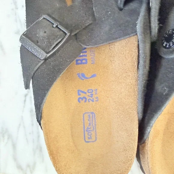 Black Suede Birkenstock Clogs - Picture 3 of 4